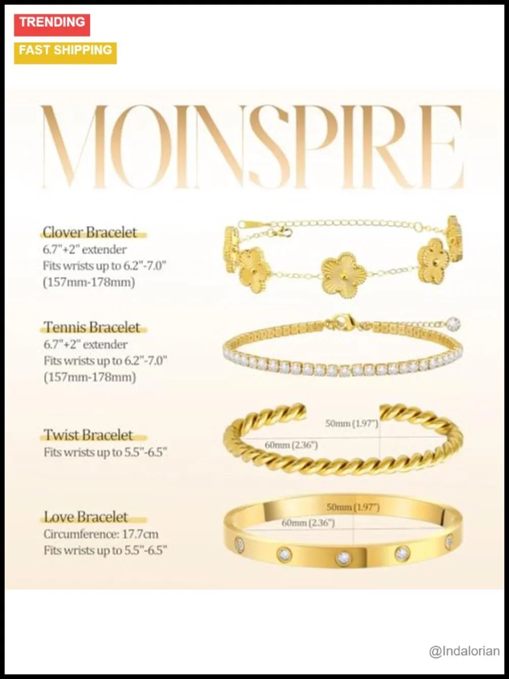 18K Gold Plated Bracelet Set, Stainless Steel, Hypoallergenic, Women's Jewelry